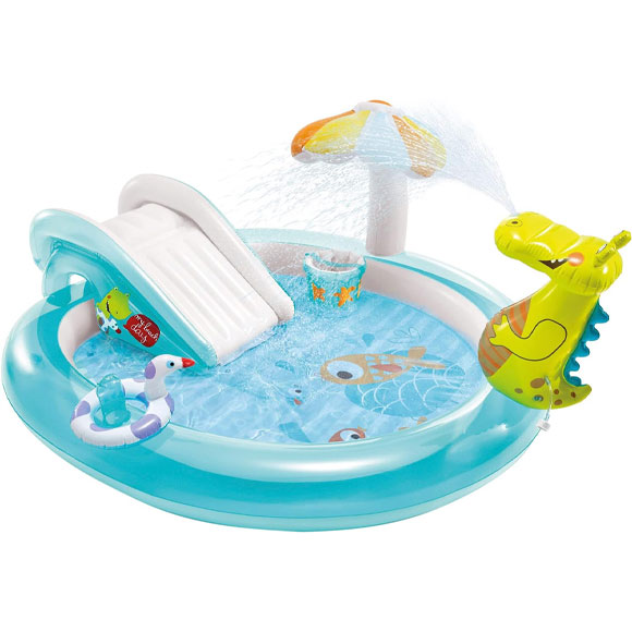 Piscina gonfiabile con mini scivolo e spruzzatore per bambini piccoli