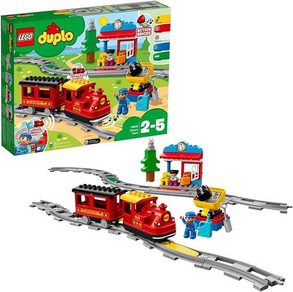 LEGO DUPLO Treno a Vapore con binari, stazione e personaggi
