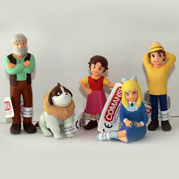 Personaggi di Heidi con Nonno, Peter, Clara e Nebbia