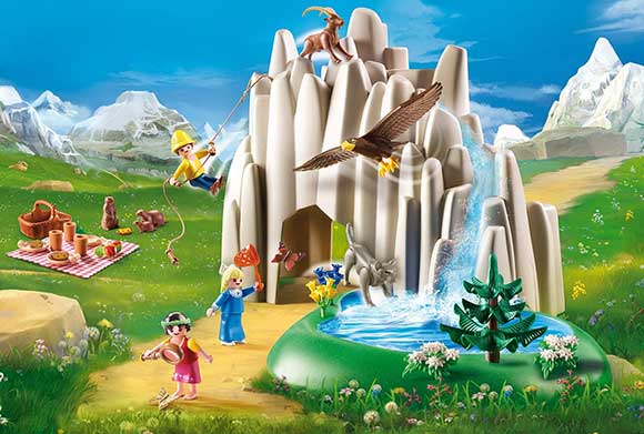 PLAYMOBIL Heidi Lago di Cristallo con montagna, cascata e personaggi