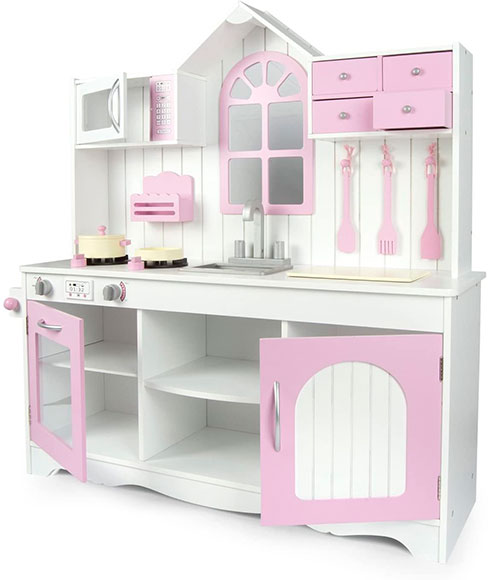 Cucine per bambini di legno con tanti accessori per giocare