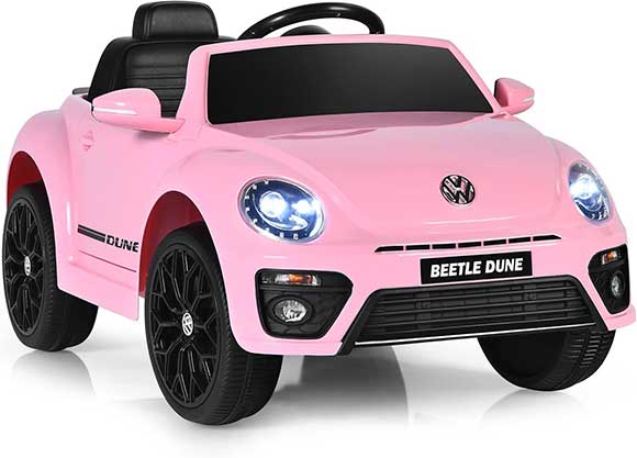 Volkswagen Maggiolino elettrico rosa 12V per bambini