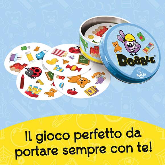 Carte rotonde illustrate con scatola metallica da viaggio