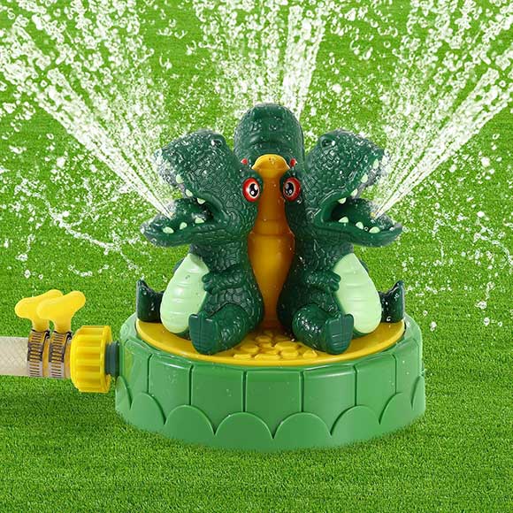 Spruzzatore d’acqua da giardino a forma di dinosauri con getti rotanti